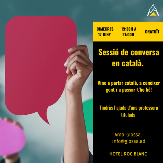 Cartel promocional de sesión de conversación en catalán