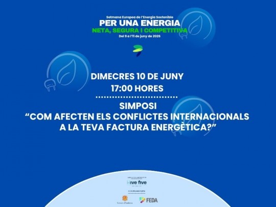 Cartel del simposio sobre conflictos internacionales y energía en Andorra
