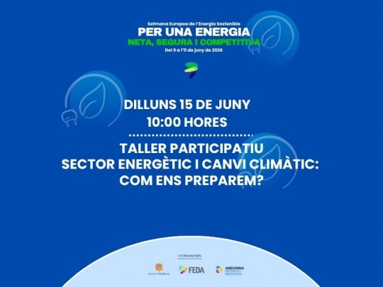 Cartel del taller sobre el sector energético y cambio climático en Andorra.