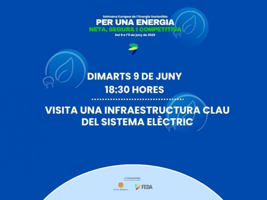 Cartel de la visita a la estación transformadora de la Gonarda en Andorra