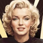 Retrato de Marilyn Monroe con fondo artístico y rayos de luz