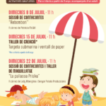 Cartel de actividades de verano para niños en la biblioteca de Sant Julià de Lòria