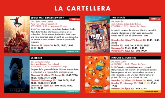 Cartellera de pel·lícules dels Cinemes Illa Carlemany per a juliol de 2026