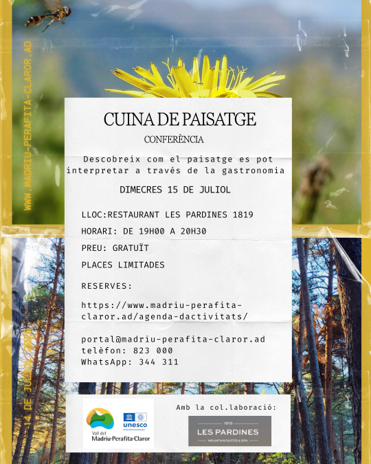 Cartel de la conferencia sobre gastronomía y paisaje en Encamp