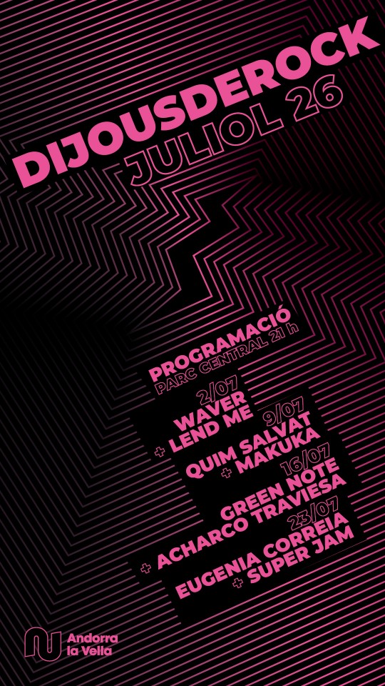 Cartel del Dijous de Rock 2026 en Andorra con programación de conciertos