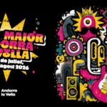 Cartel de la Festa Major d'Andorra la Vella con elementos musicales y festivos