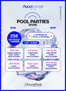 Cartel promocional de las Pool Parties en AnyósPark para el verano de 2026