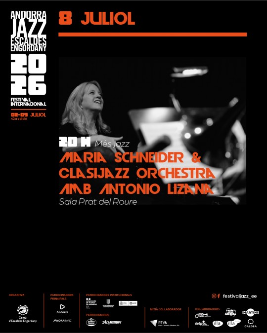 Maria Schneider dirigiendo la Clasijazz Orchestra en el Festival de Jazz de Andorra 2026