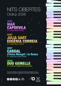 Cartel del evento Nits Obertes con Julia Sart y Eugenia Correia en Ordino