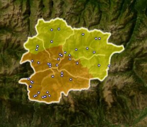 Mapa que muestra la prealerta por calor e incendios en Andorra
