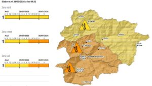 Mapa de prealerta d'incendi i calor extrema a Andorra