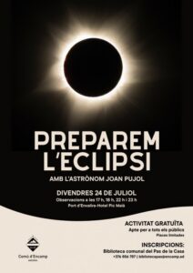 Cartel de actividad astronómica sobre un eclipse solar con Joan Pujol