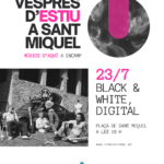 Cartel del evento Vespres d'estiu a Sant Miquel con detalles del concierto.
