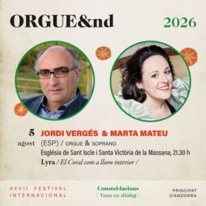 Cartel del concierto de música coral en La Massana con Jordi Vergés y Marta Mathéu