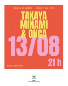 Cartel del concierto de saxofón con Takaya Minami en Escaldes-Engordany