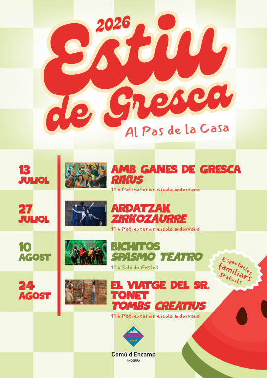 Cartel del Estiu de Gresca 2026 en Pas de la Casa con actividades familiares