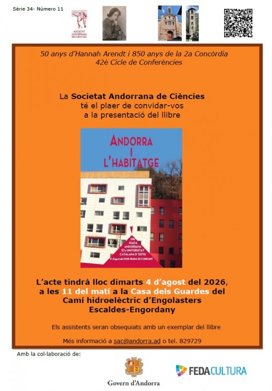 Cartel de presentación del libro Andorra i l'habitatge en Engolasters