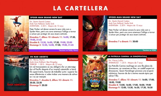 Cartellera de films dels Cinemes Illa Carlemany d'Escaldes-Engordany