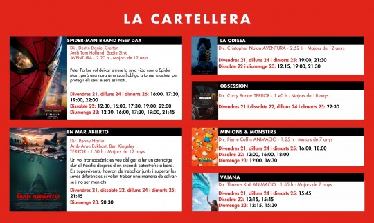 Cartellera de pel·lícules dels Cinemes Illa Carlemany del 21 al 25 d'agost de 2026