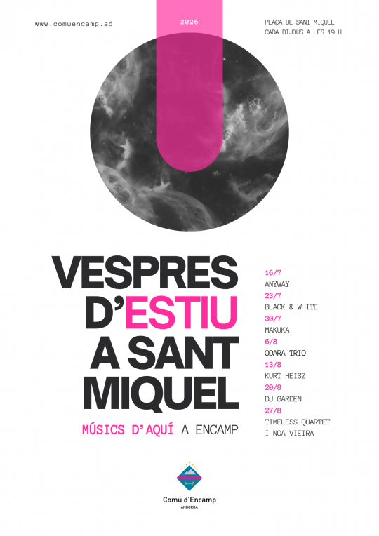 Cartel del evento Vespres d'estiu a Sant Miquel en Encamp