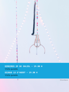 Cartel de visita guiada a la exposición Entre dos mundos en Andorra
