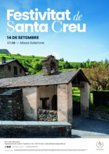 Cartel de la festividad de Santa Creu en Canillo con detalles del evento.