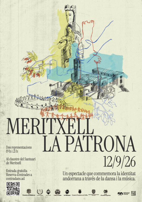Cartel del espectáculo de música y danza dedicado a Meritxell en Andorra.