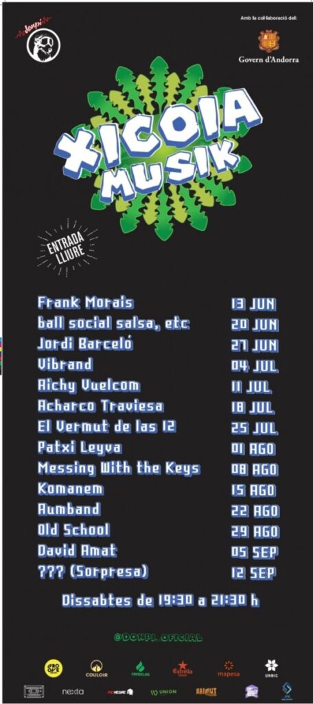 Cartel del ciclo Xicoia Musik en la Massana con artistas y horarios