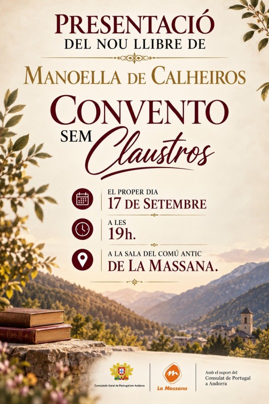 Cartel de presentación del libro de Manoella de Calheiros en La Massana.