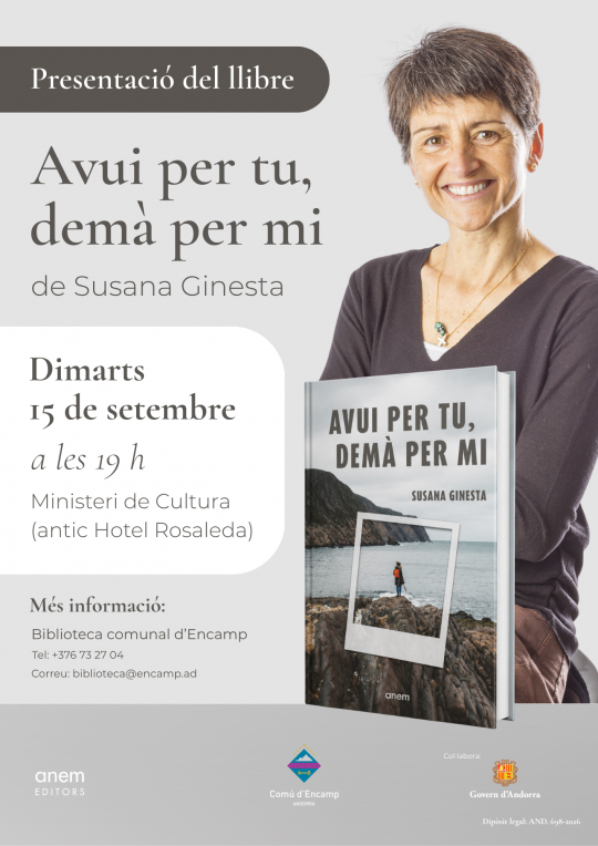 Presentación del libro Avui per tu, demà per mi de Susana Ginesta en Encamp
