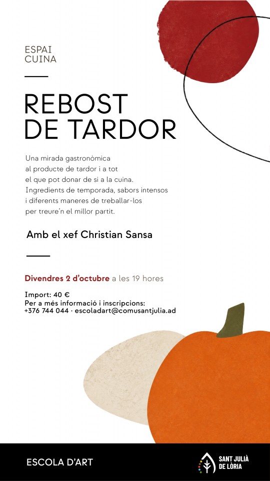Cartel del taller de cocina sobre sabores de otoño en Sant Julià de Lòria