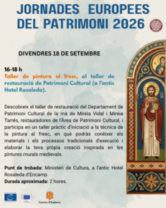 Cartel del taller de pintura al fresc en las Jornades Europees del Patrimoni 2026
