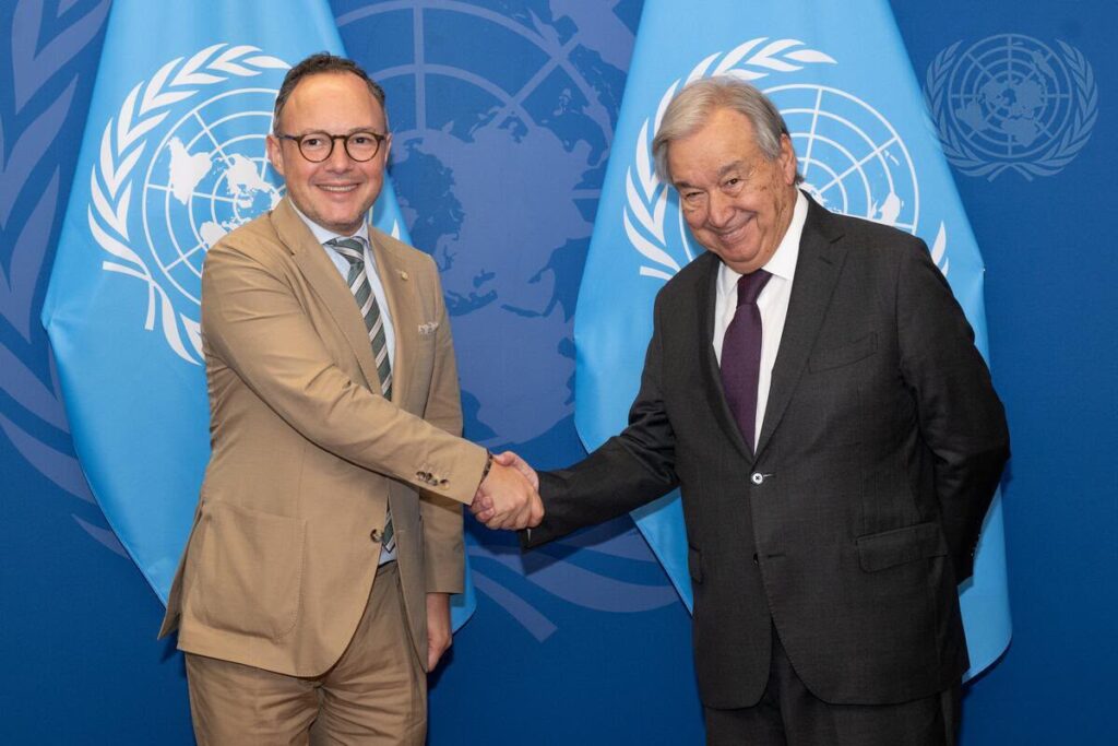 Xavier Espot y António Guterres en reunión en la ONU