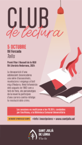 Cartel del club de lectura sobre un misterio en Andorra