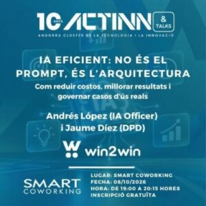 Cartel de conferencia sobre optimización de inteligencia artificial en Andorra la Vella