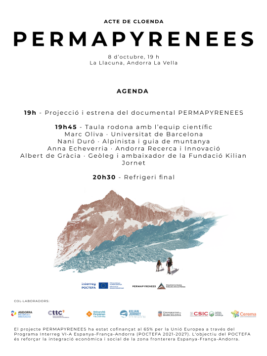 Presentación sobre el permafrost en los Pirineos con agenda del evento