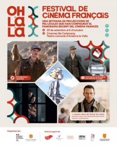 Cartel del festival de cine francés en Andorra con imágenes de películas.