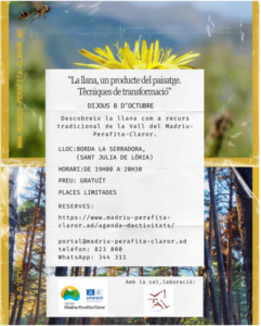 Cartel informativo sobre la transformación de la lana en la Vall del Madriu